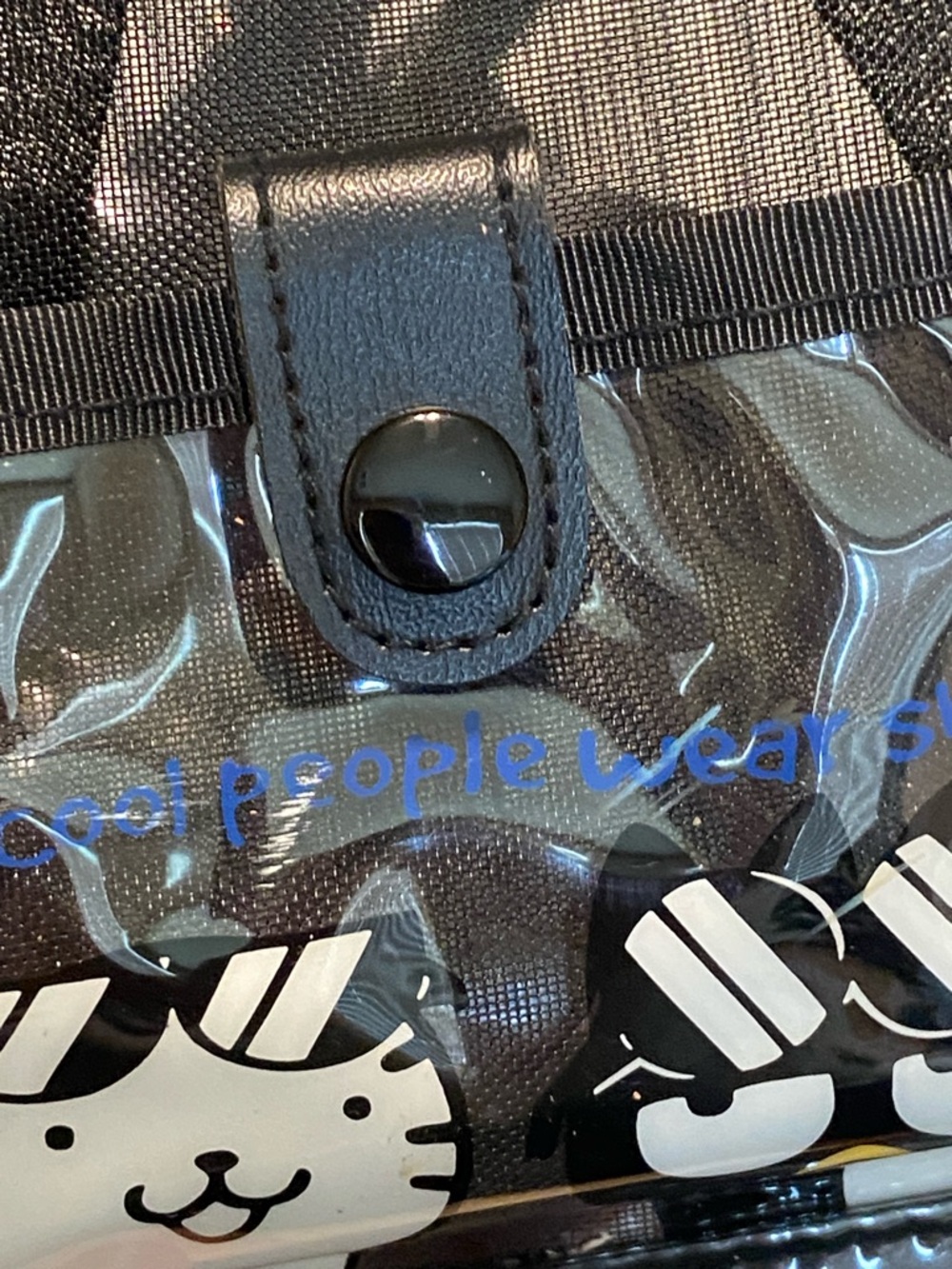 Vintage 1998 Sanrio Bad Badtz Maru Black Clear Mesh Mini Backpack - Picture 3 of 8